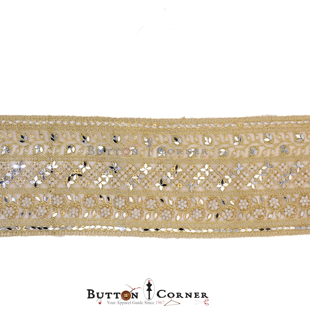 Fancy Gota Lace With Pearl & Mirror