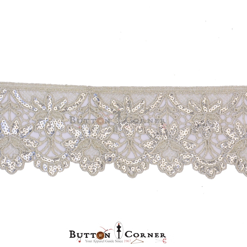 Fancy Metallic Yarn Sequence Lace