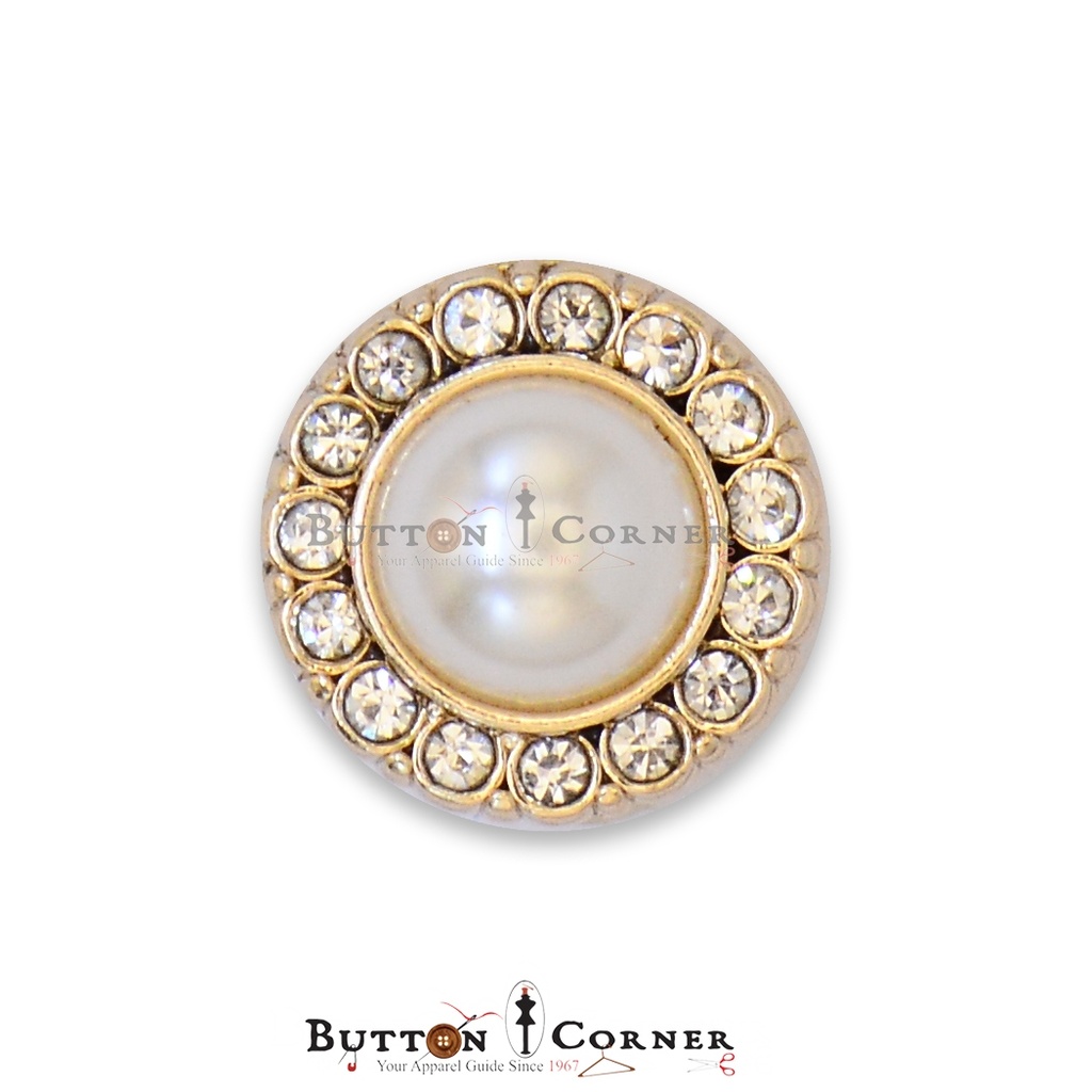 Stones Border Pearl Fancy Button