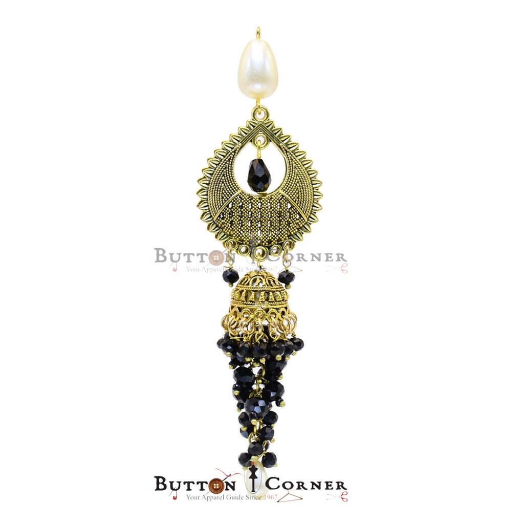 Jhumki Shape Pearl & Stone Tassel