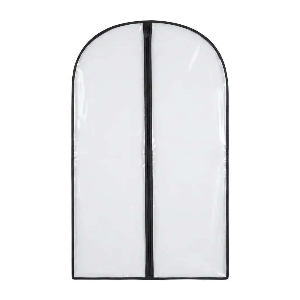 40" Inch Transparent Coat Cover With Black Piping