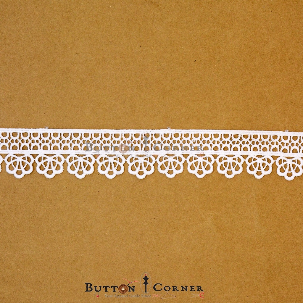 Square Grid Eyelet Style with Floral Motif, Shuttle Lace