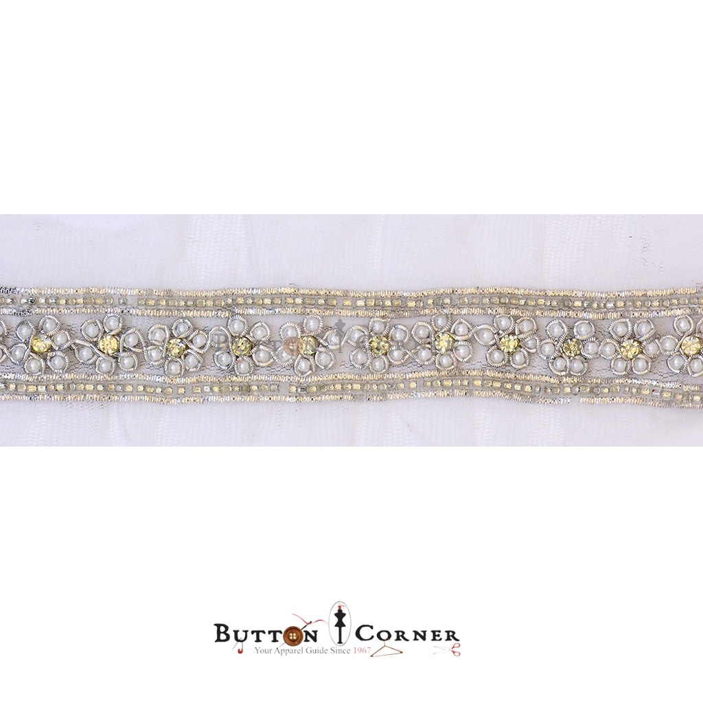 Fancy Pearl & Stone Gota Lace