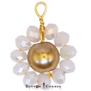 Pearl & Crystal Flower Charm Fancy Button
