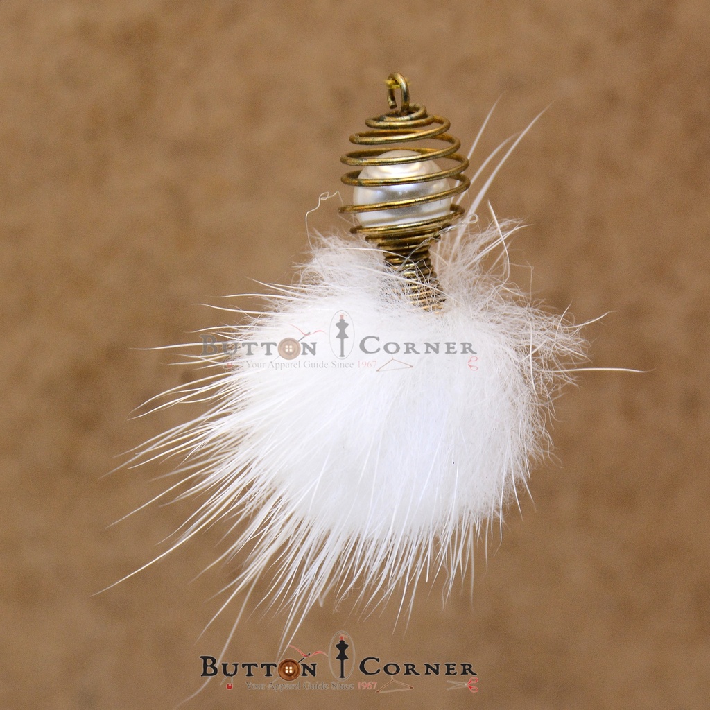 Metal Spring Cap Fluffy Fur Ball Tassel