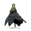 Leather Fabric Flower Bud Tassel with Antique Gold Cap