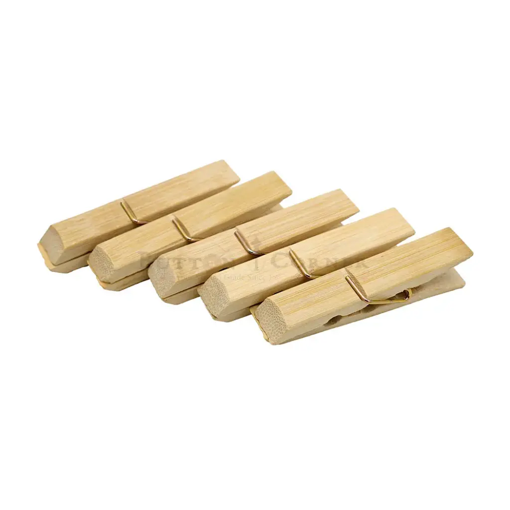 Metal Spring Natural Bamboo Wood Pegs/Pins