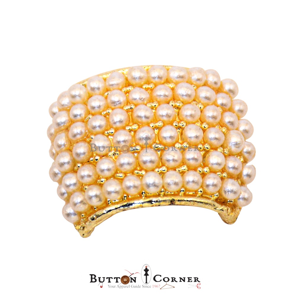 Curve Shape Fancy Pearls Button
