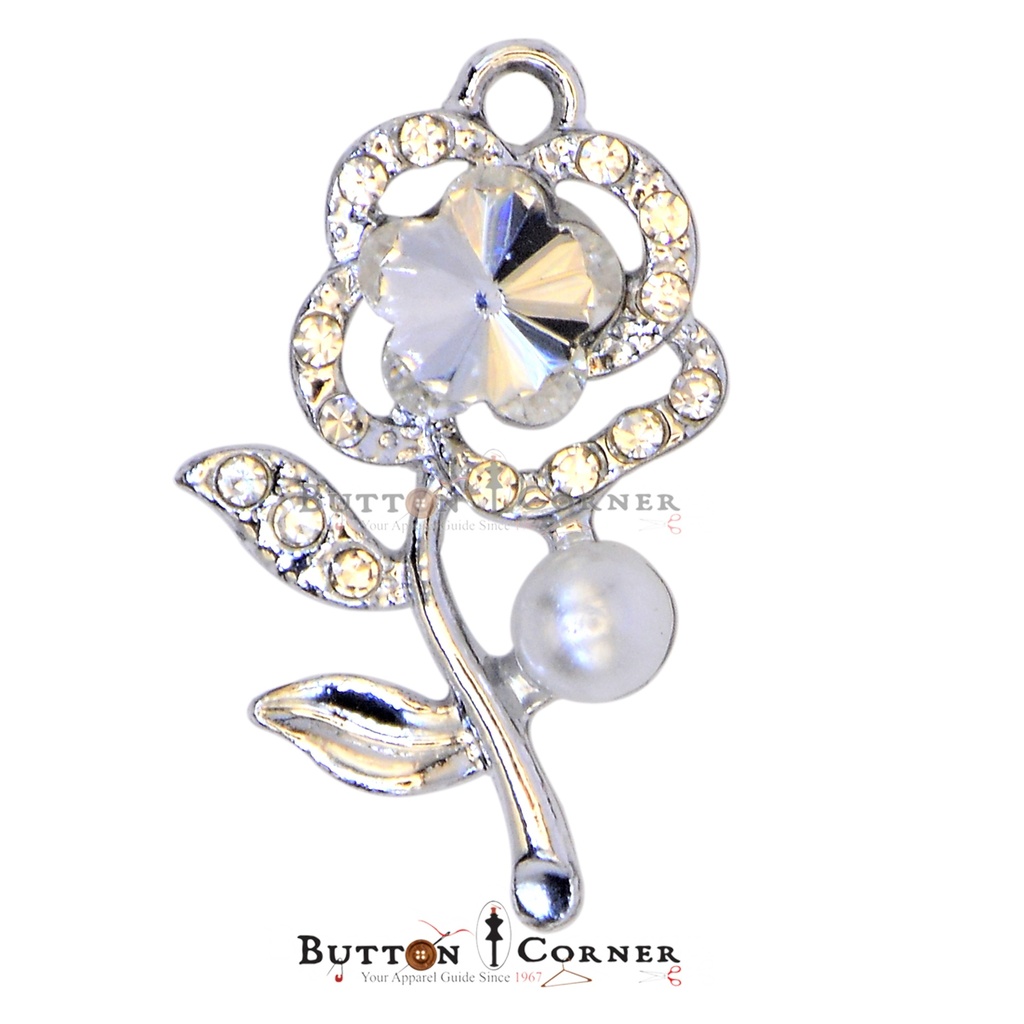 Rose Flower Crystal Fancy Button
