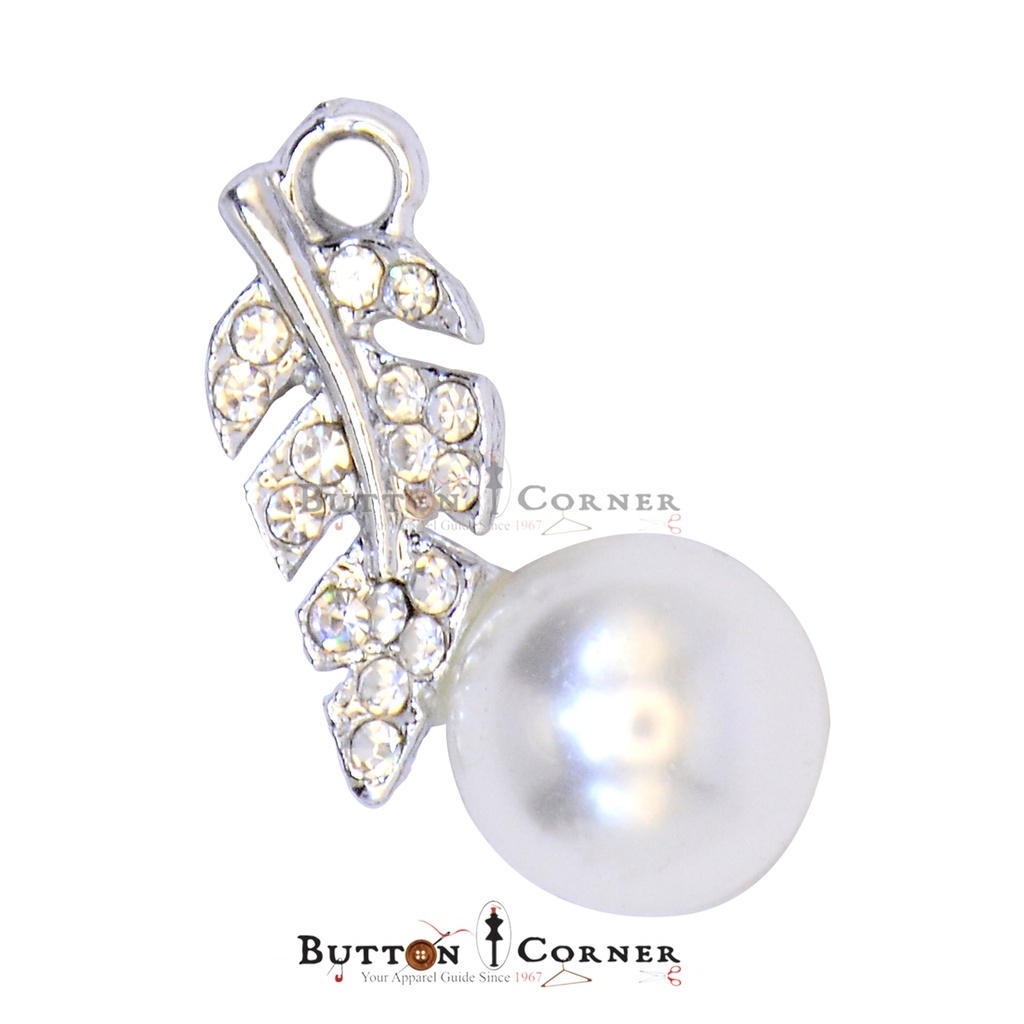 Elegant Crystal Leaf Pearl Hanging Button
