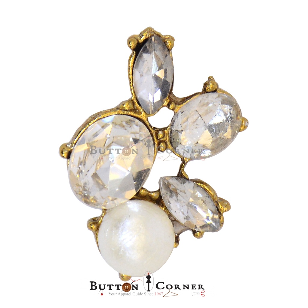 Pearl & Crystal Fancy Button