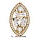 Elegant Eye-Shaped Fancy Button with Pearls and Marquise Crystals