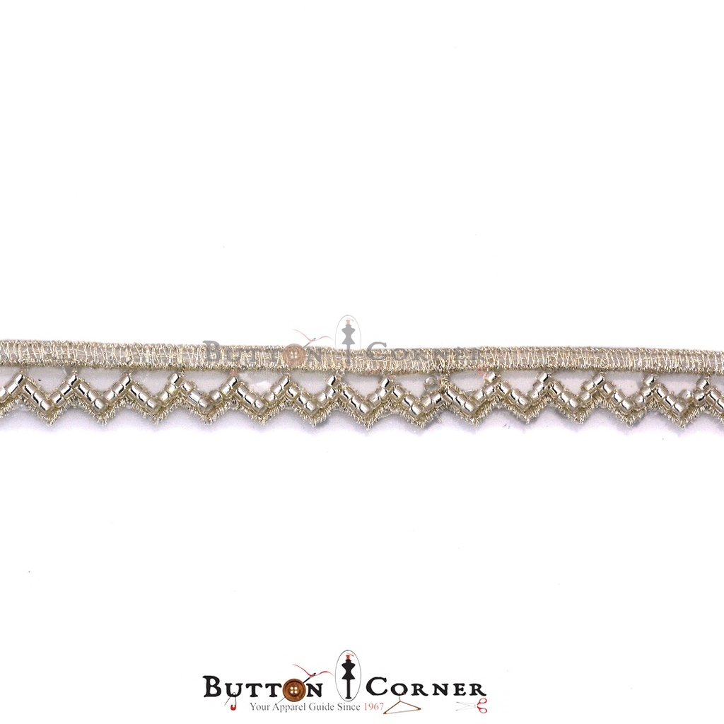 Fancy Metallic Yarn Glass Beads Lace