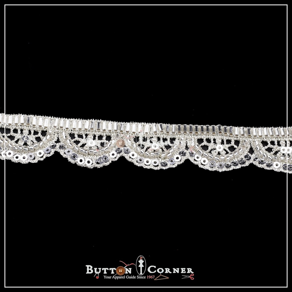 Fancy Glass Beads Sequence Lace