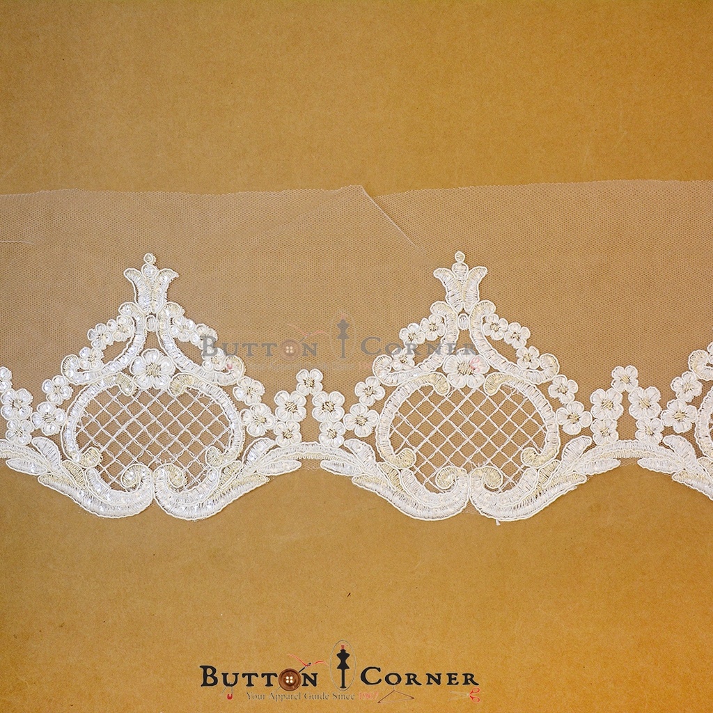 Fancy Metallic Yarn Sequence Net Lace