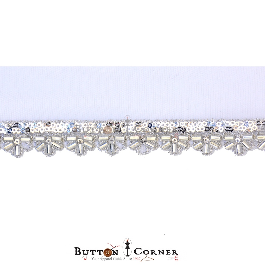 Fancy Glass Beads Sequence Lace