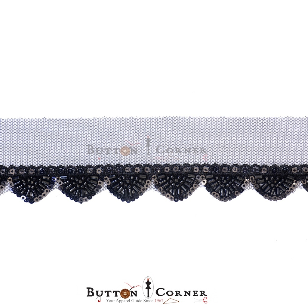 Fancy Glass Beads Sequence Lace