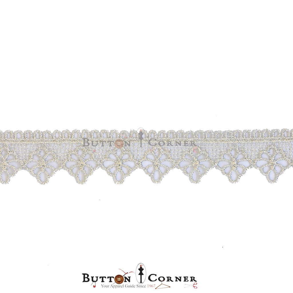 One Side Border Metallic Yarn Lace