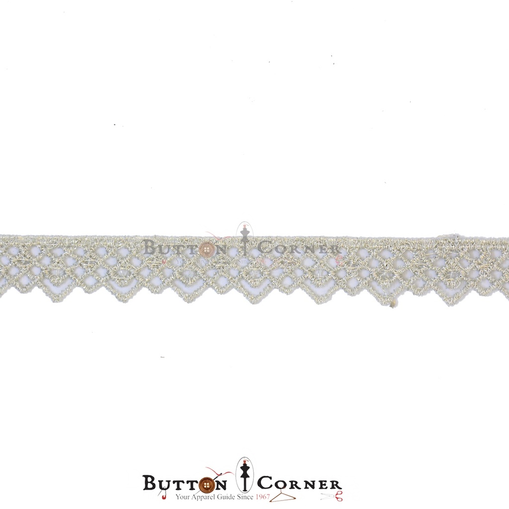 One Side Border Metallic Yarn Lace