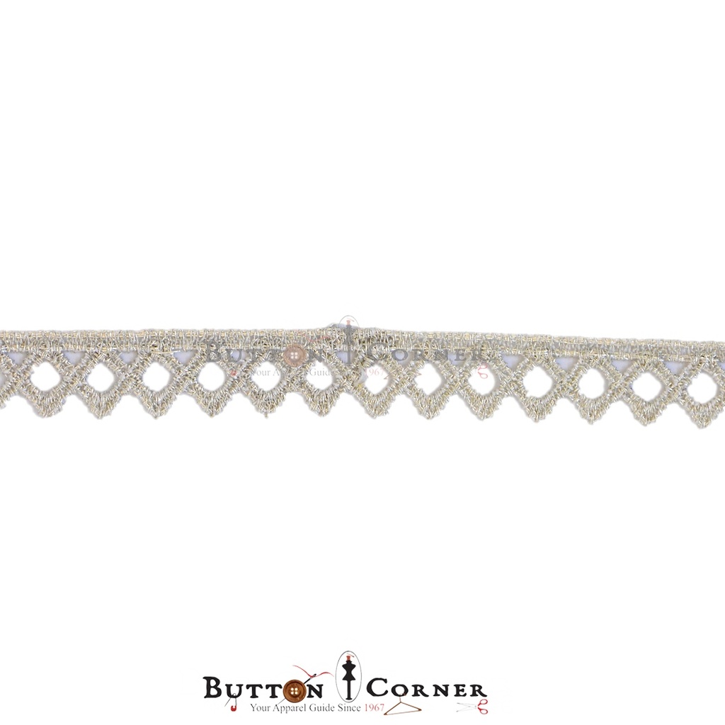 One Side Border Metallic Yarn Lace