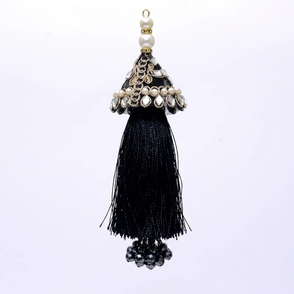 Fancy Pearl Crystal & Mirror Tassel