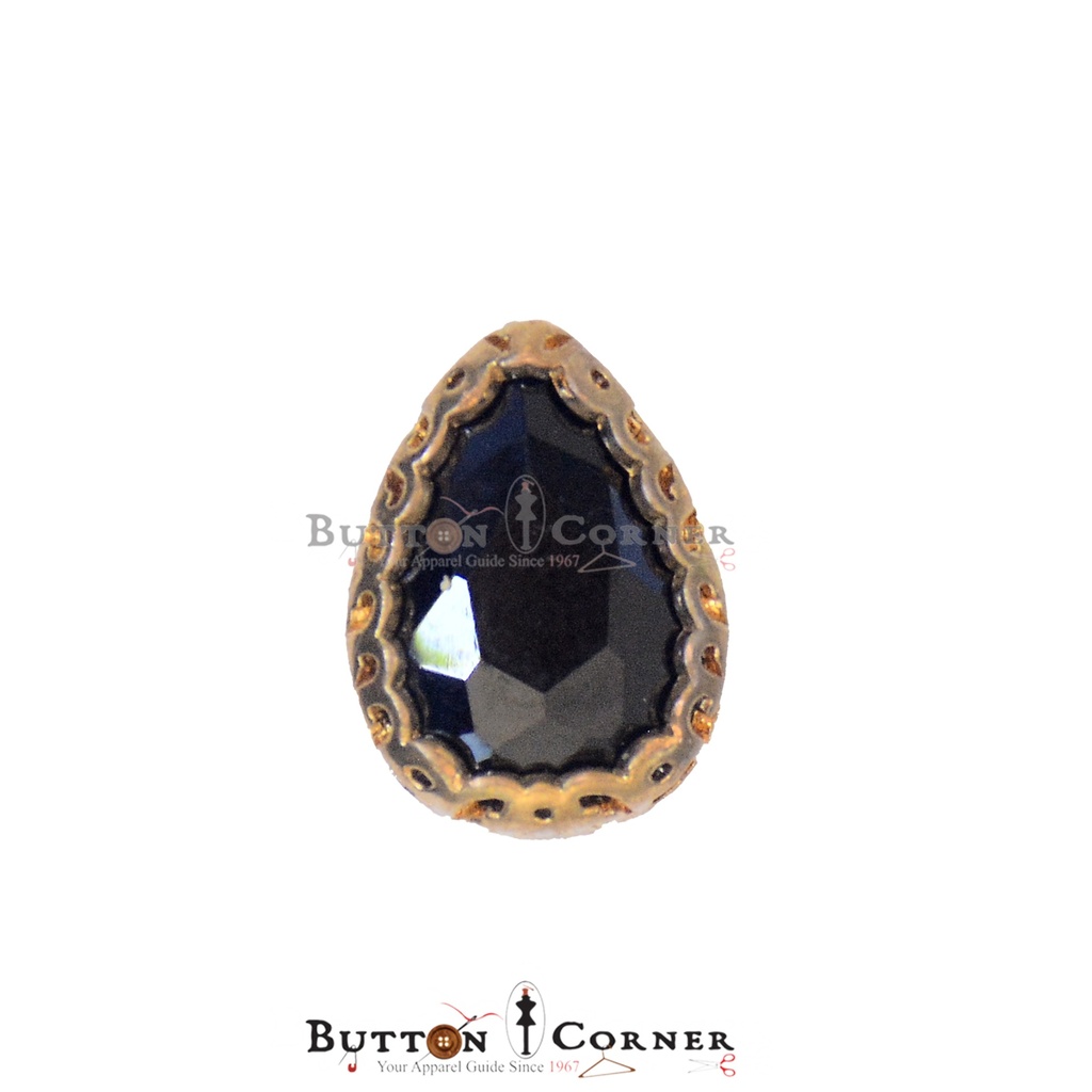 Drop Shape Crystal Metal Button