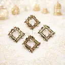 Metal Base Crystal, Pearl, Square Fancy Button