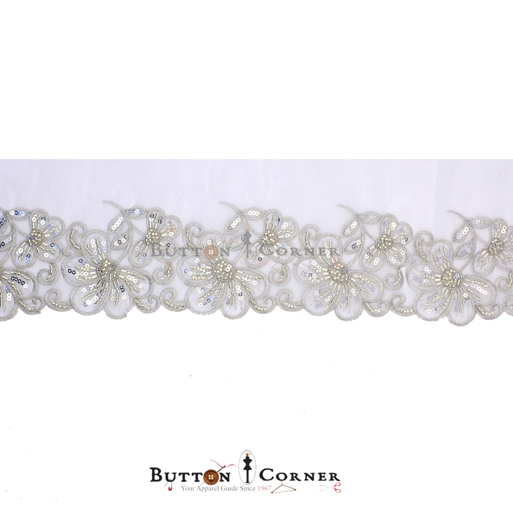 Fancy Glass Beads Sequence Lace