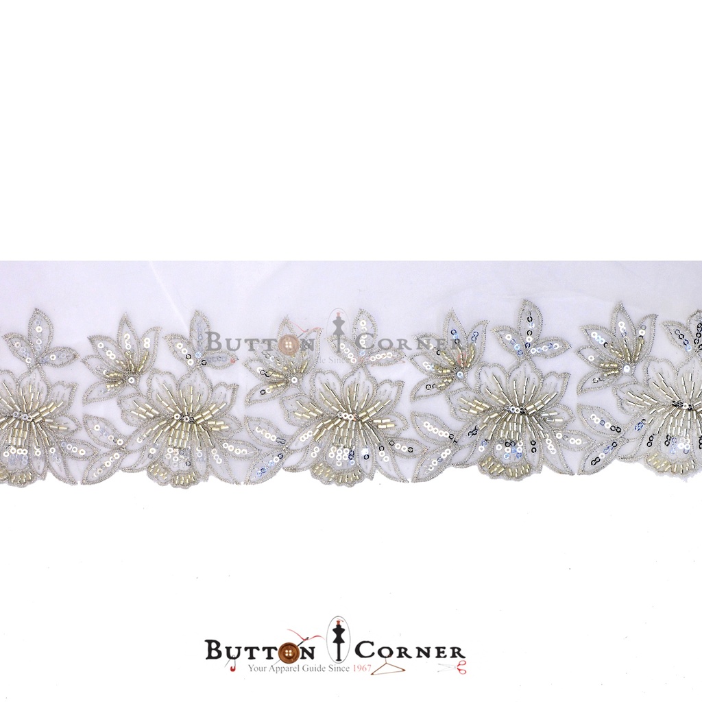Fancy Glass Beads Sequence Lace