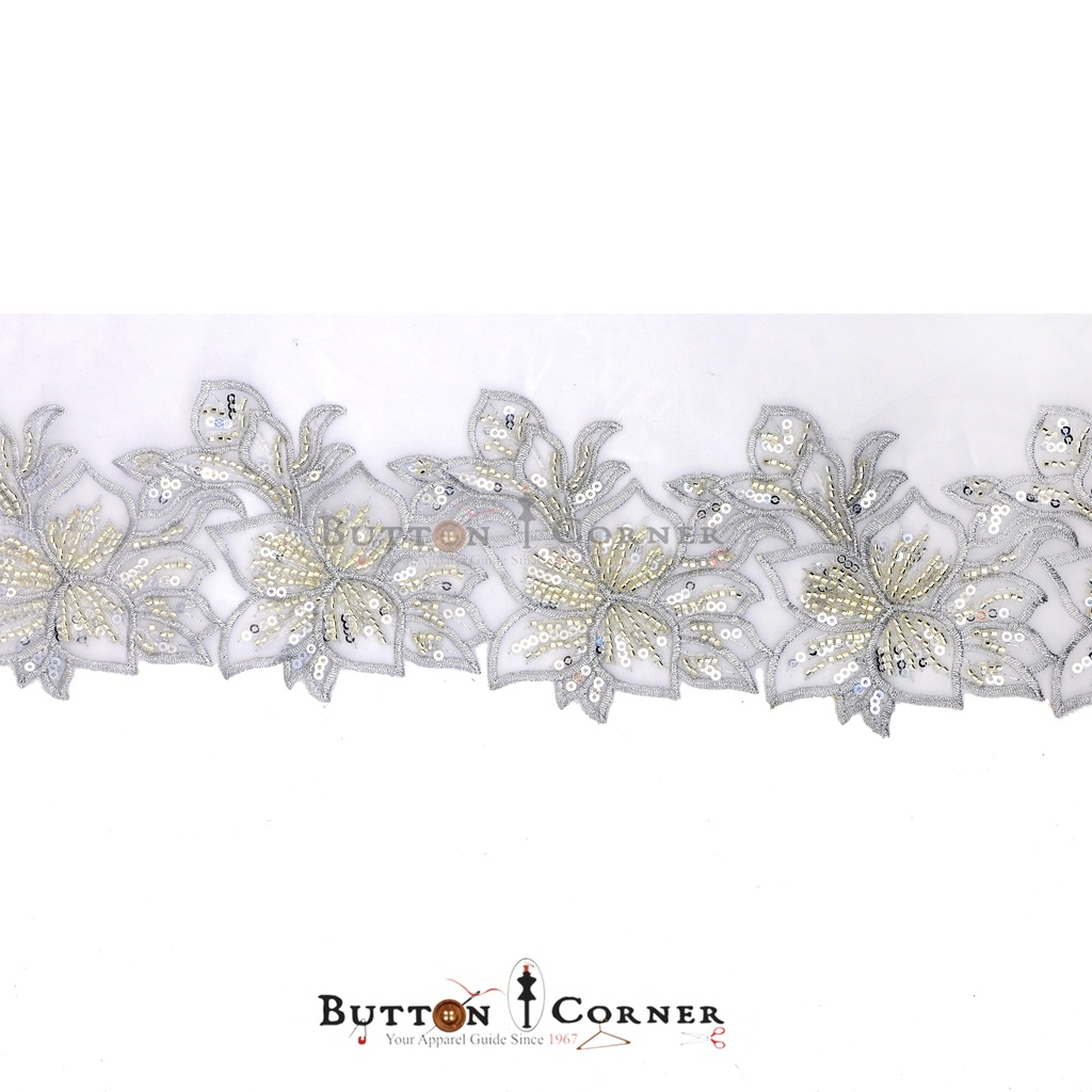 Fancy Glass Beads Sequence Lace