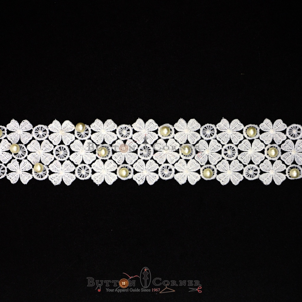 Double Side Border Lace With Pearl