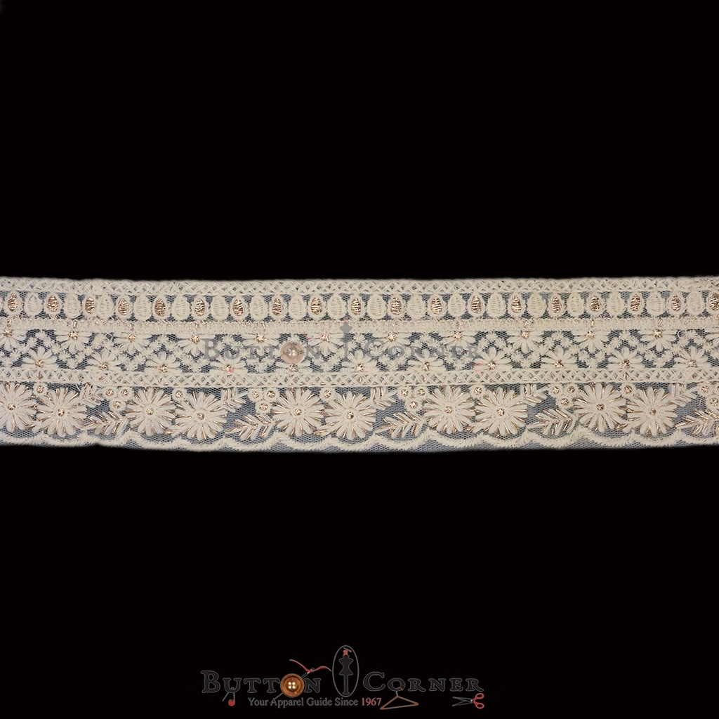 Metallic Yarn Embroidery Net Lace