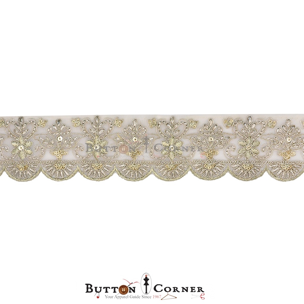 Fancy Metallic Yarn Sequence Lace