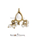 Gold Base Fancy Kundan Button with Pearl Hanging