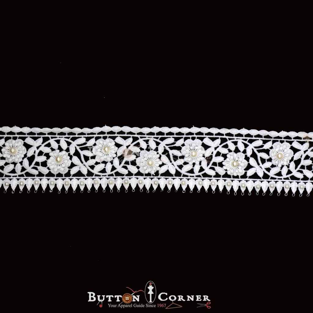 One Side Border Lace With Pearl