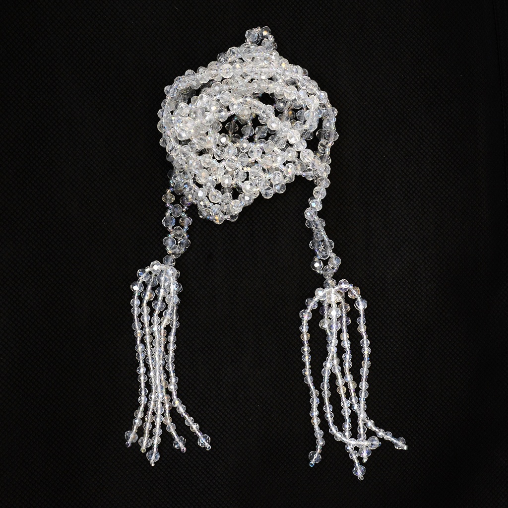 Crystal Beaded Waist Belt with Decorative Tassels