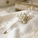 Wire Twig Bunch Of Pearl Lapel Pin
