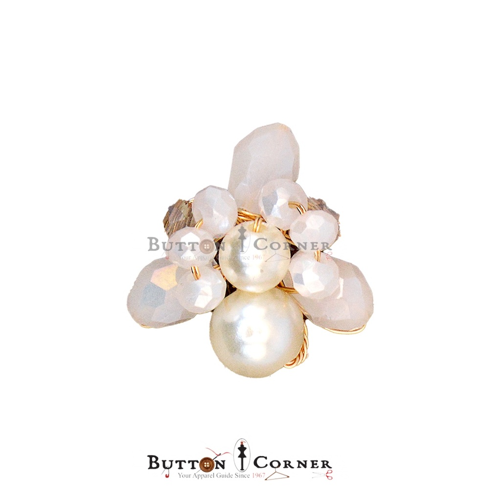 Hand Made Crystal Pearl Button