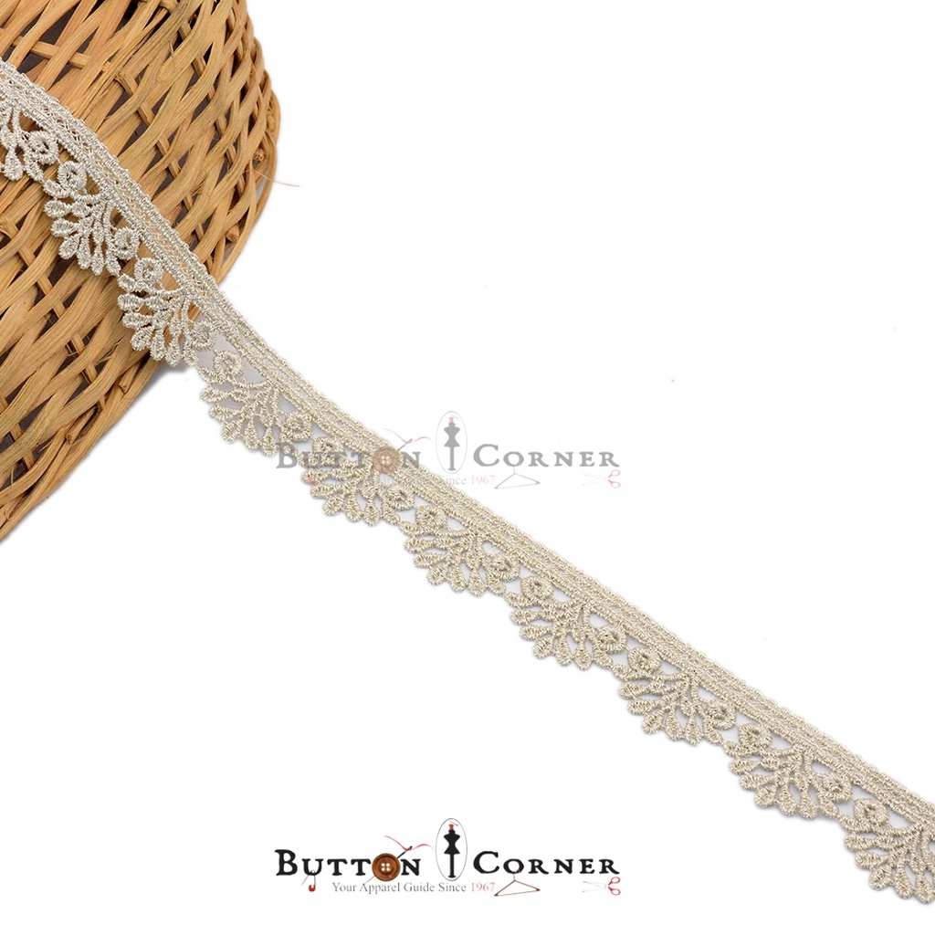 One Side Border Metallic Yarn Lace