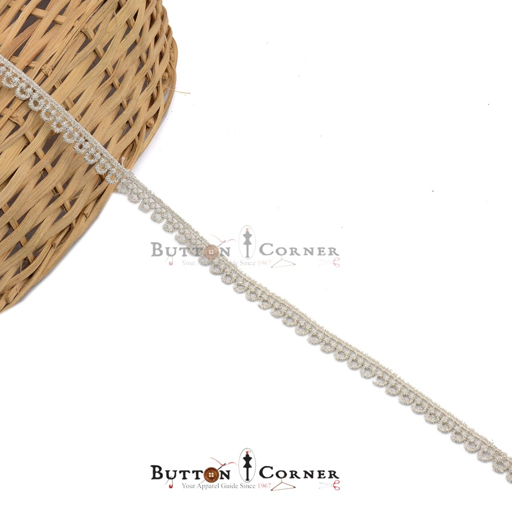One Side Border Metallic Yarn Lace