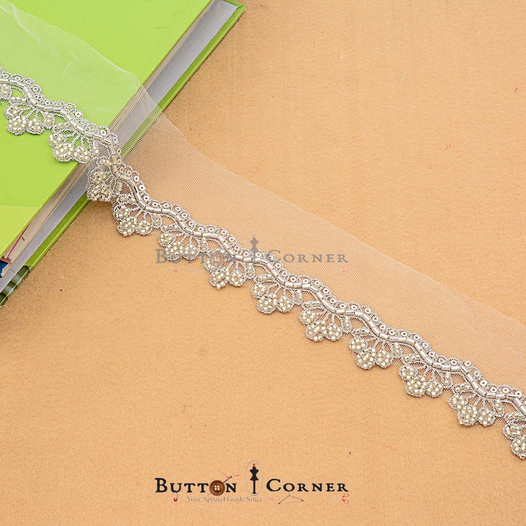 Fancy Glass Beads Sequence Lace