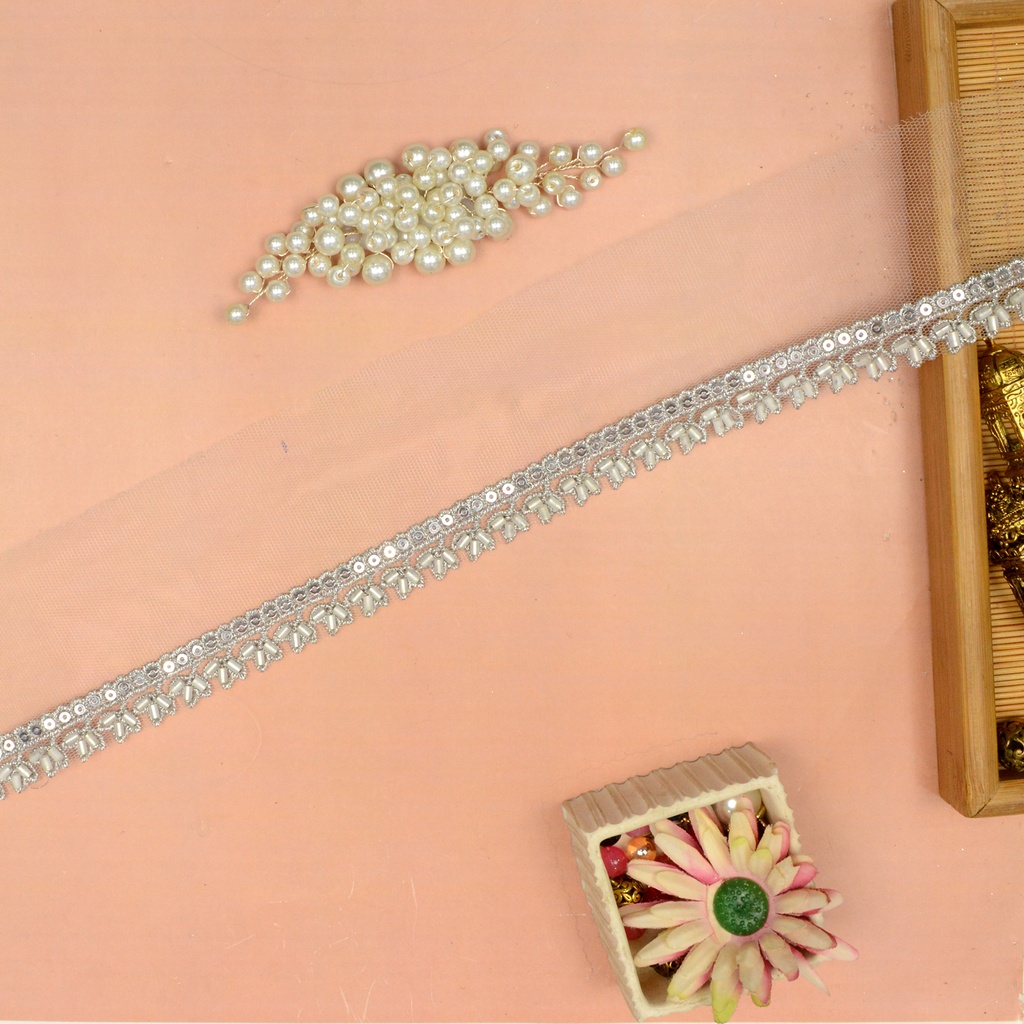 Fancy Glass Beads Sequence Lace