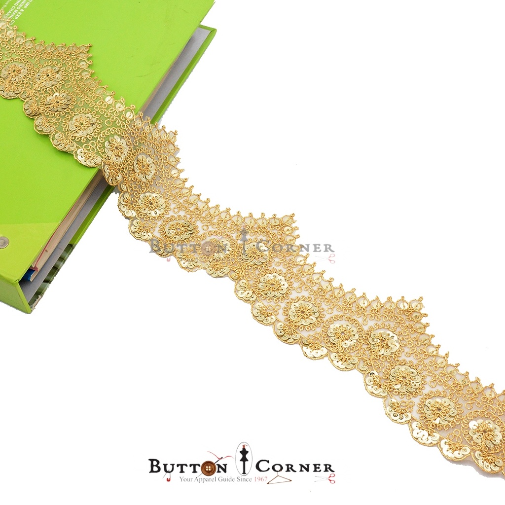Fancy Metallic Yarn Sequence Lace