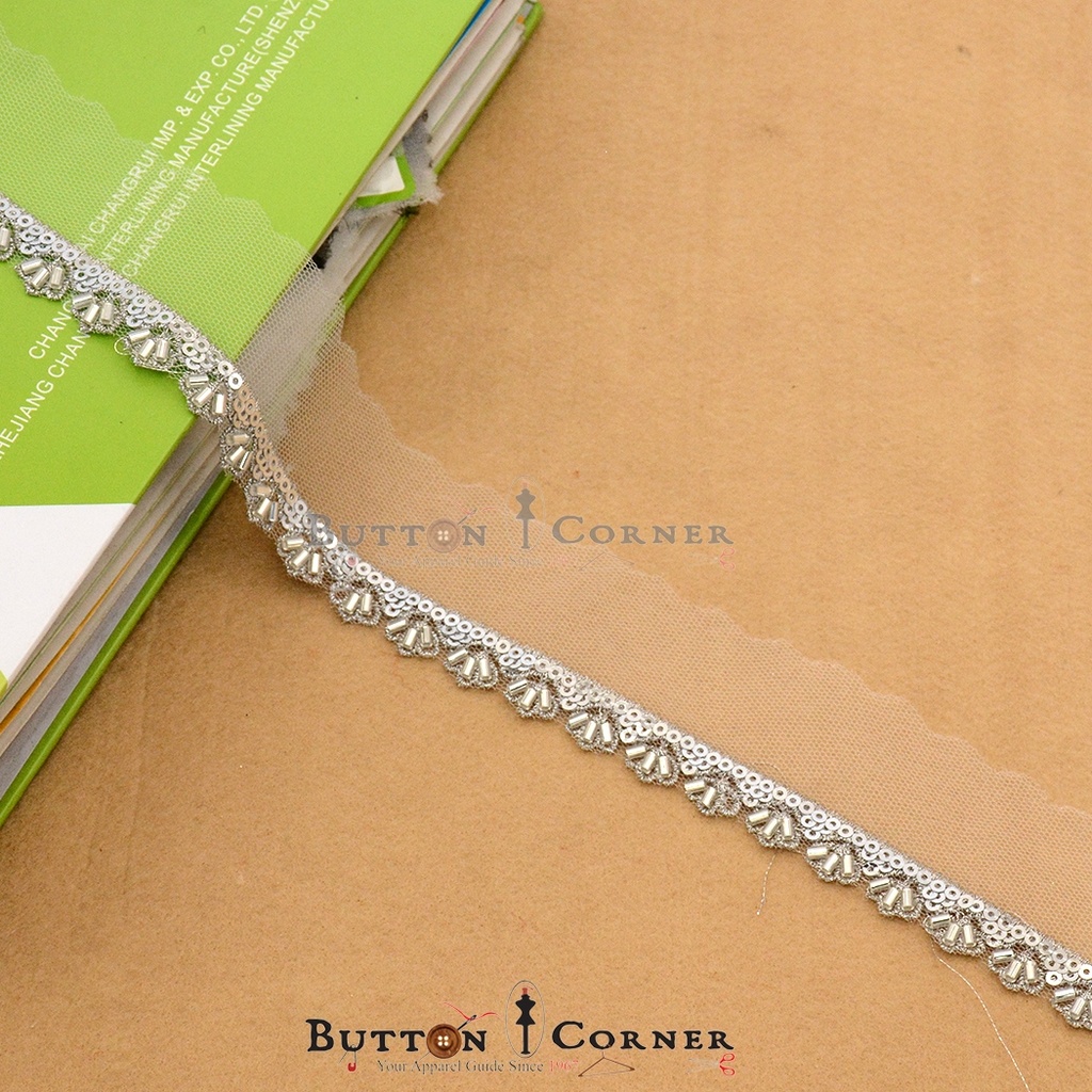 Fancy Glass Beads Sequence Lace