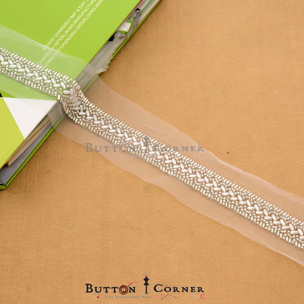 Fancy Glass Beads Sequence Lace
