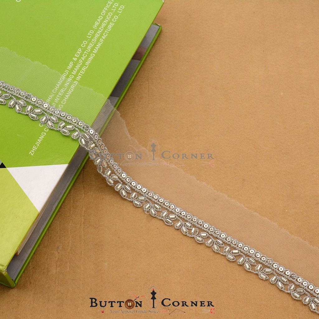 Fancy Glass Beads Sequence Lace