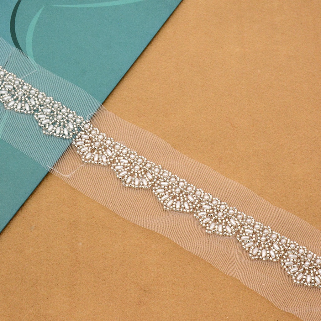 Fancy Glass Beads Pearl Lace
