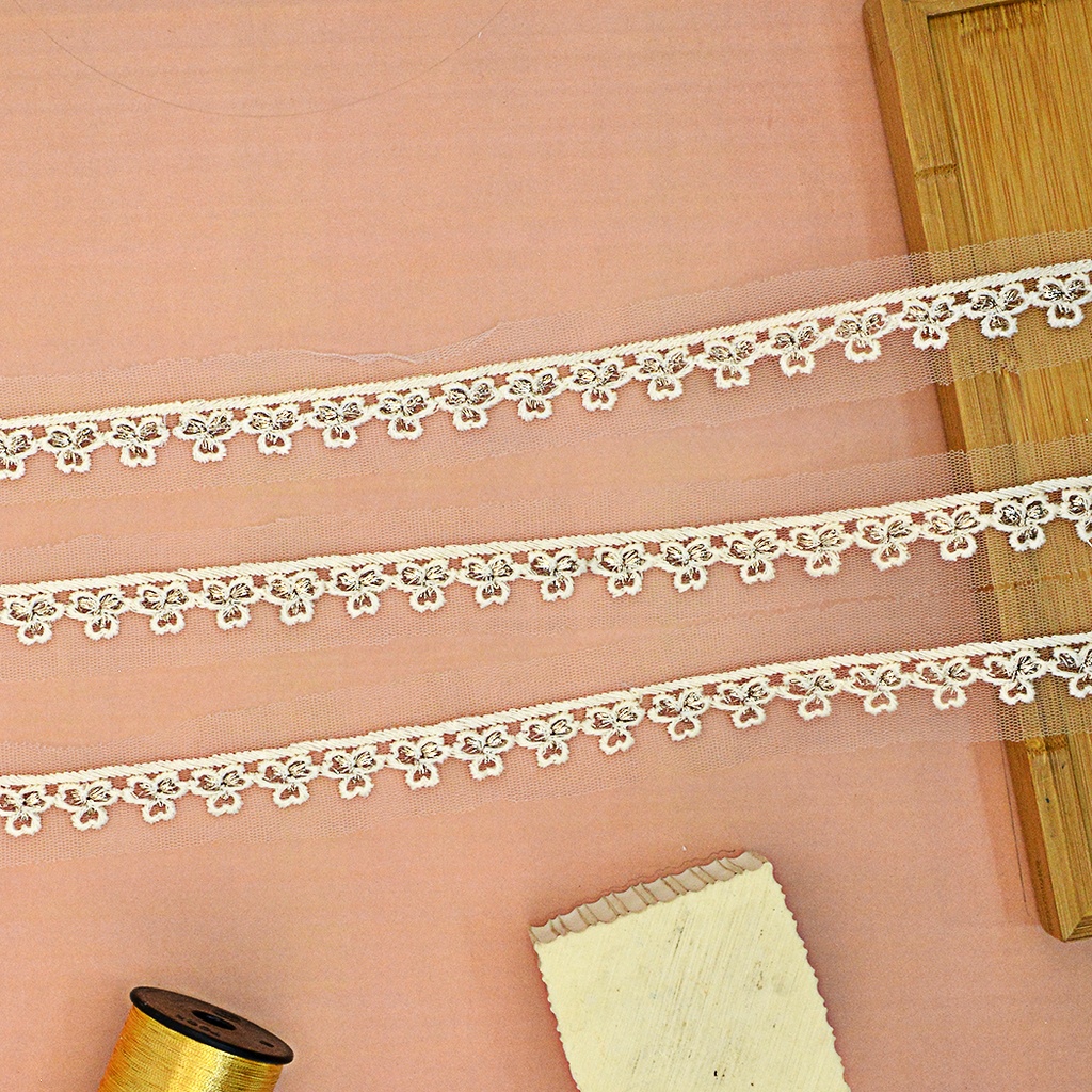 Metallic Yarn Embroidery Net Lace
