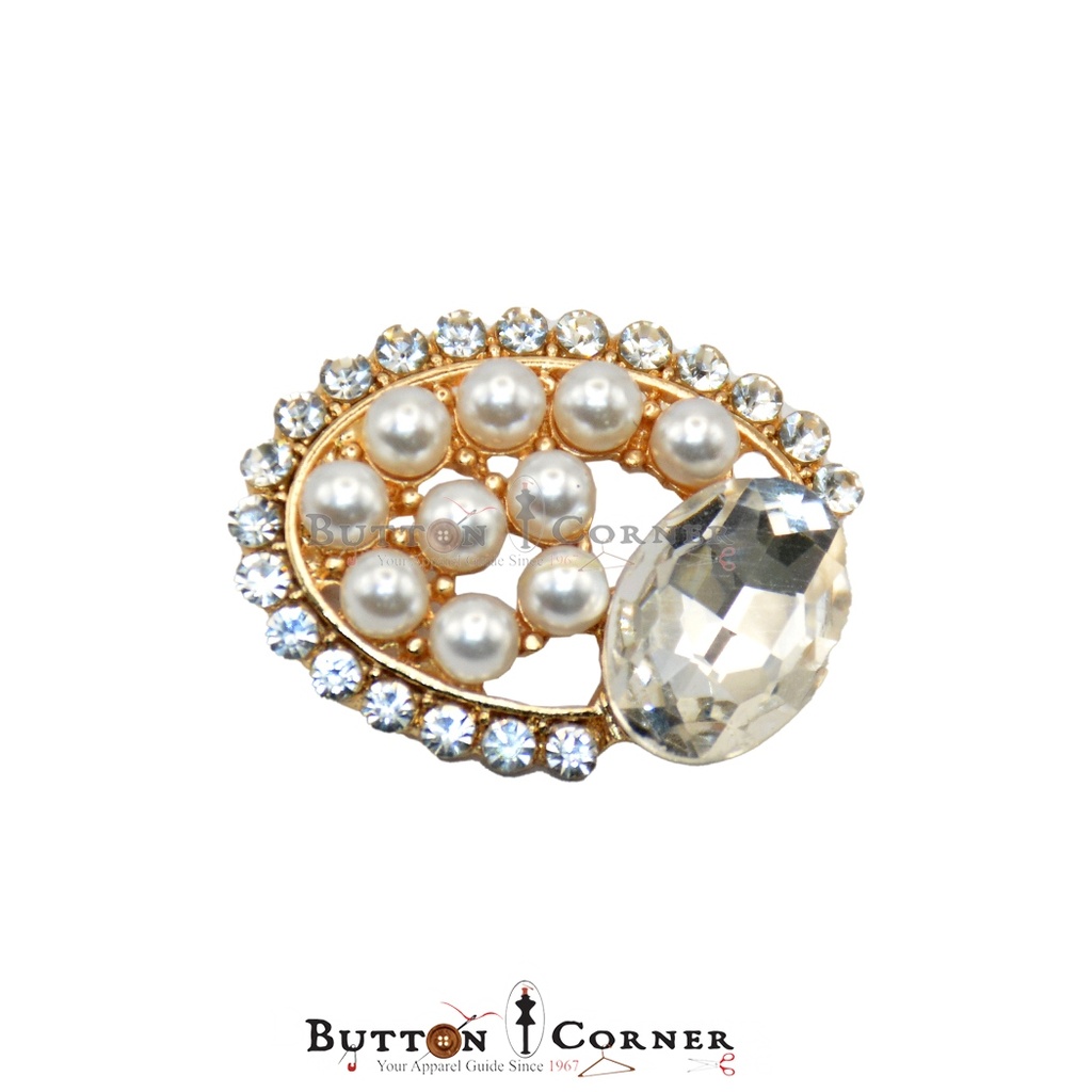 Pearl & Crystal Fancy Button
