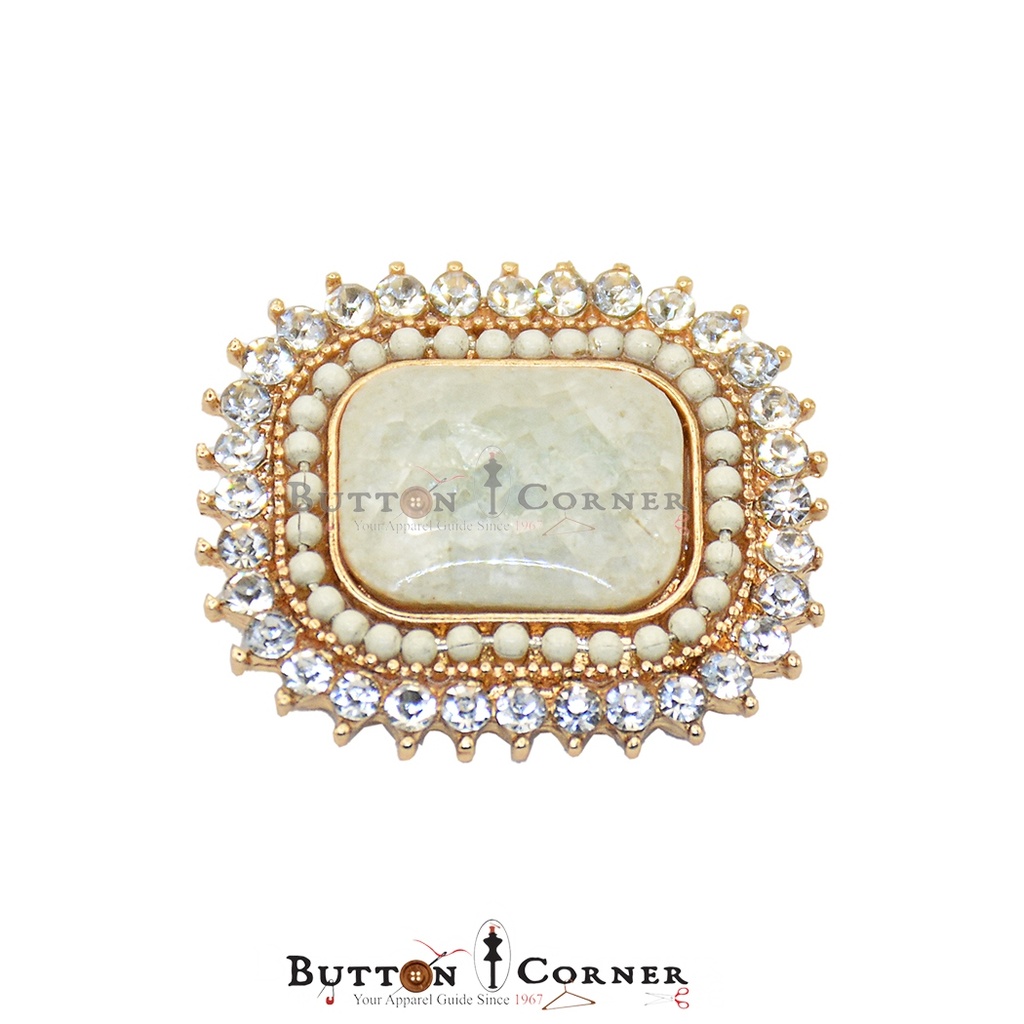 Marble Design Pearl & Crystal Fancy Button